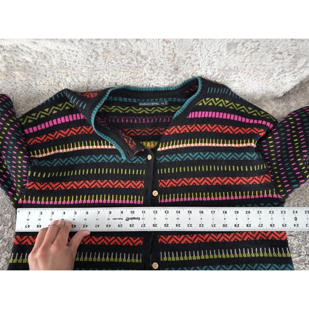 Gudrun Sjoden Size XXL Aztec Wool Hemp Casual Button Cardigan Sweater Colorful - Picture 4 of 8